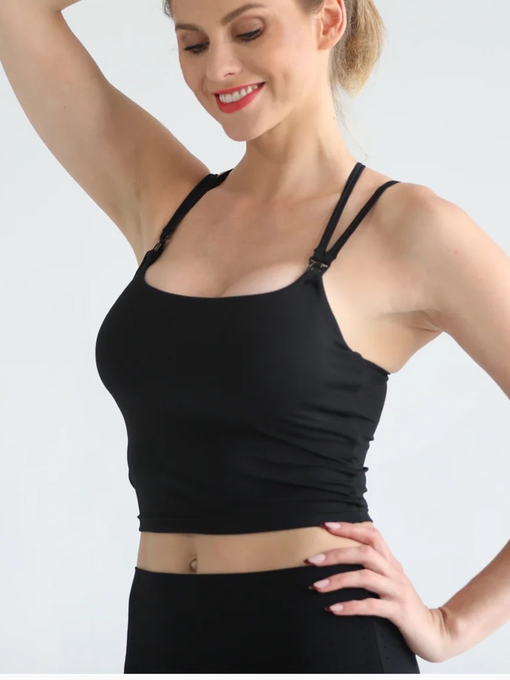 Sweat and Milk Sienna - Light Support Nursing Crop Tank Bra (Ribbed Noir)